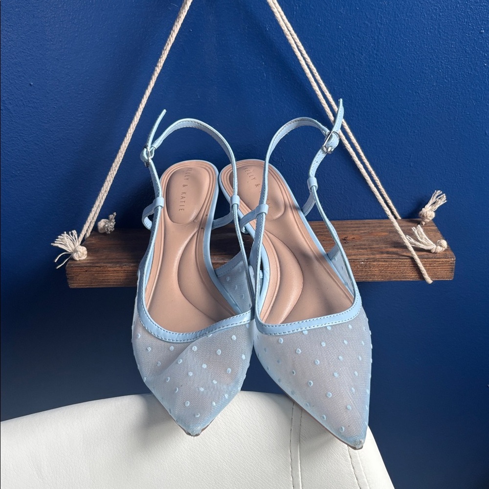 Kelly & Katie Light Blue Polka Dot Heels